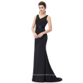 Starzz Floor-Length Sleeveless V-Neck Black Lace Formal Evening Dress ST000083-1